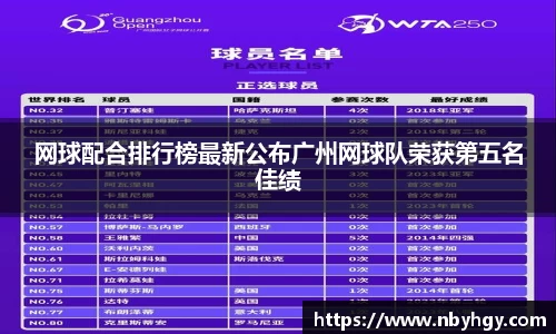 网球配合排行榜最新公布广州网球队荣获第五名佳绩